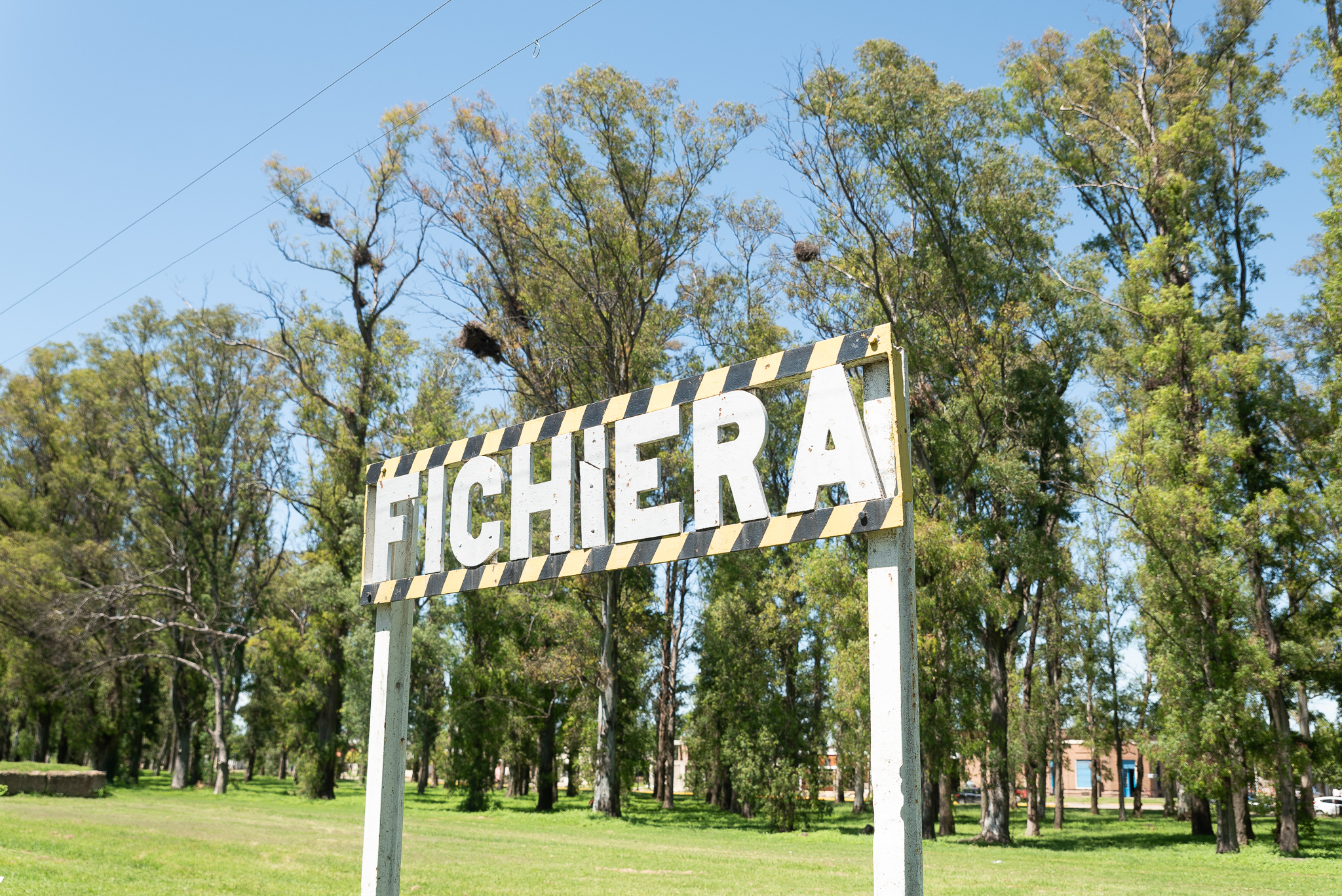 Cartel de Fighiera entre árboles